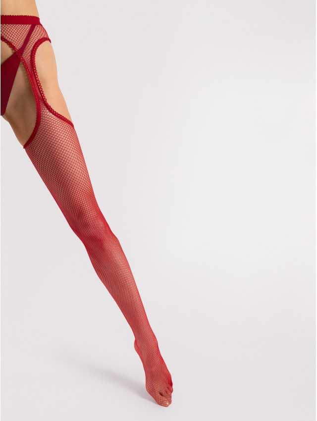 Fiore Passion Suspender Tights Red Leg