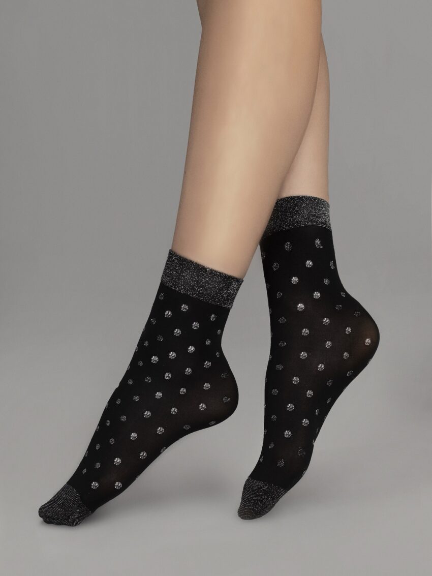 Fiore Gia Socks Lurex Black Silver Dots