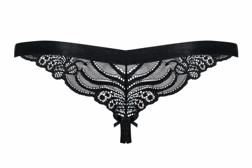 Obsessive 828 Crotchless Thong Black Close Up Back