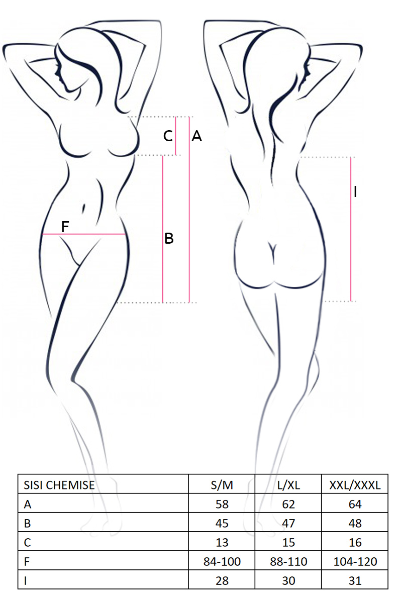 Lingerie Avanua Sisi Chemise Size Chart