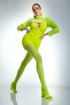 Amour hip Lace Open Pantyhose 30 Den Fluo Yellow (7)